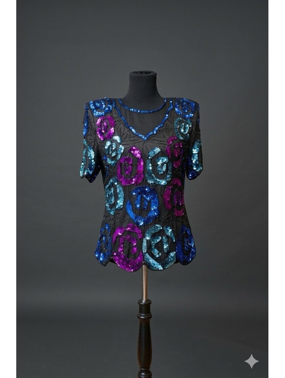 Leslie Fay Formal Sequin Tunic Size M Wedding Cocktail Evening Attire VTG